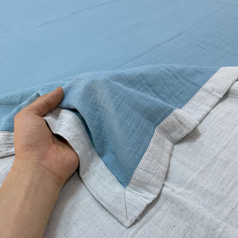 Ownkoti Subtle Dot Cotton Double Gauze Bedspread - Blue & White - 2PCS Pillowcases - 19" x 29" - image 4