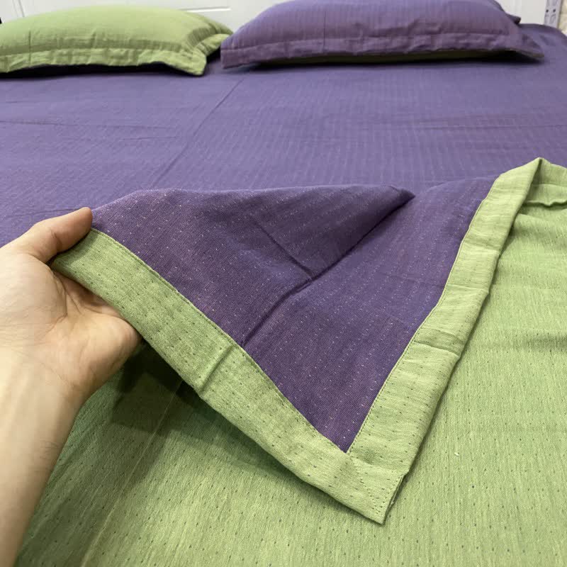 Ownkoti Subtle Dot Cotton Double Gauze Bedspread - Purple & Green - 2PCS Pillowcases - 19" x 29" - image 5