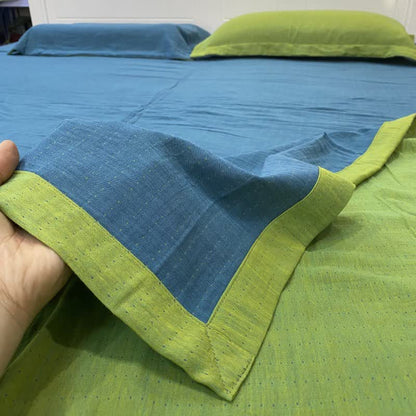 Ownkoti Minimal Dot Cotton Double Gauze Bedspread - Blue & Green - 2PCS Pillowcases - 19" x 29" - image 6