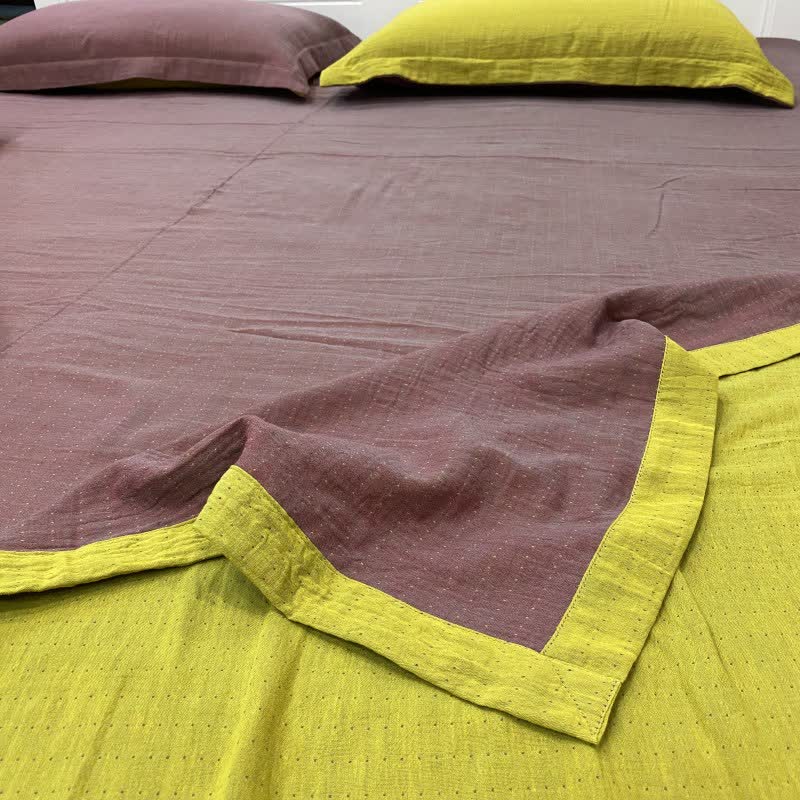 Ownkoti Minimal Dot Cotton Double Gauze Bedspread - Dark Purple & Green - 2PCS Pillowcases - 19" x 29" - image 8