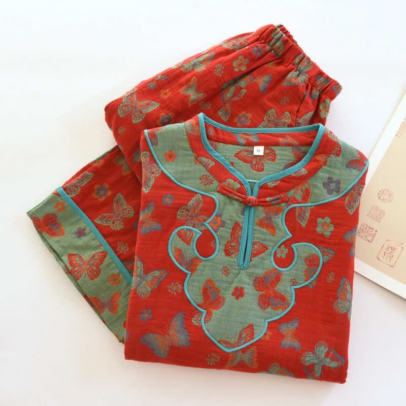 Ownkoti Oriental Style Butterfly Cotton Pajama Set - image 1