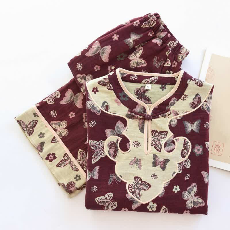 Ownkoti Oriental Style Butterfly Cotton Pajama Set - image 4