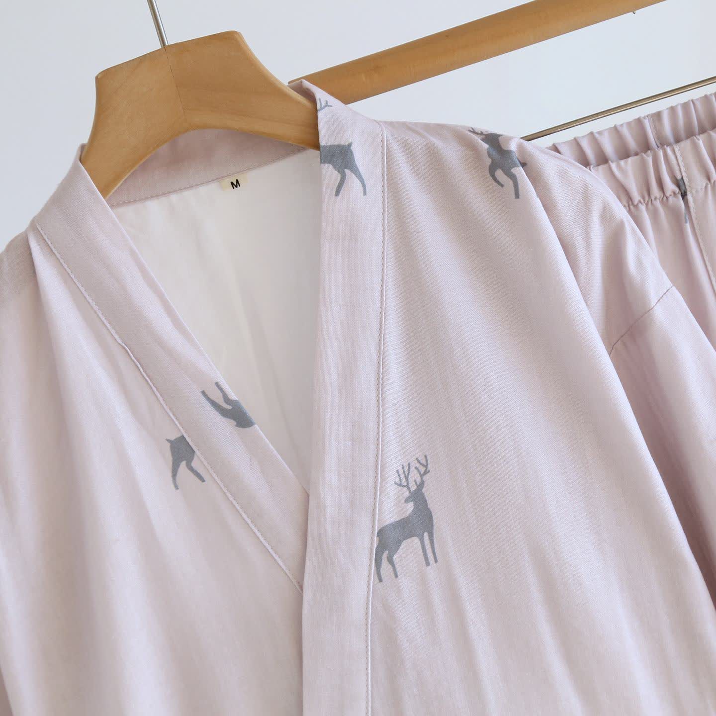 Ownkoti Deer Kimono Cotton Gauze Loungewear Set - image 3