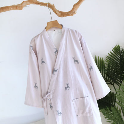 Ownkoti Couple Deer Cotton Gauze Kimono Bathrobe - image 3
