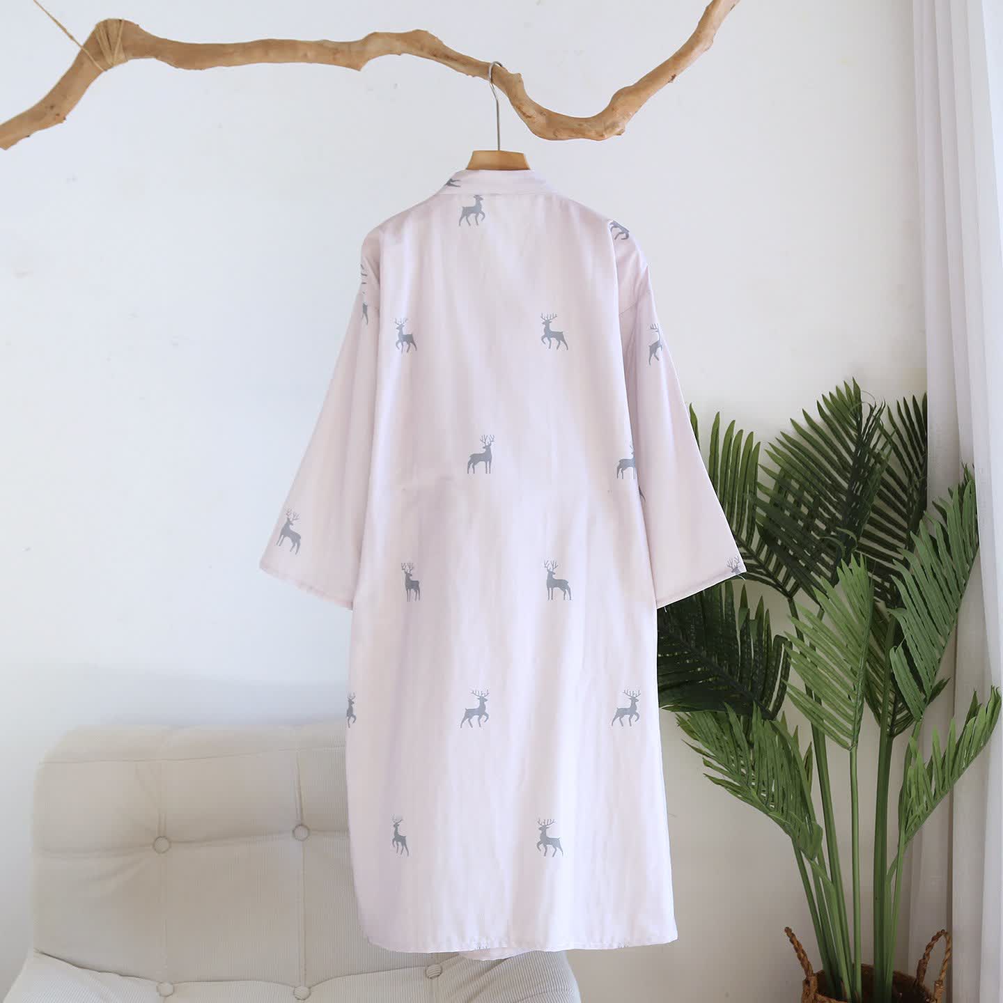 Ownkoti Couple Deer Cotton Gauze Kimono Bathrobe - image 2