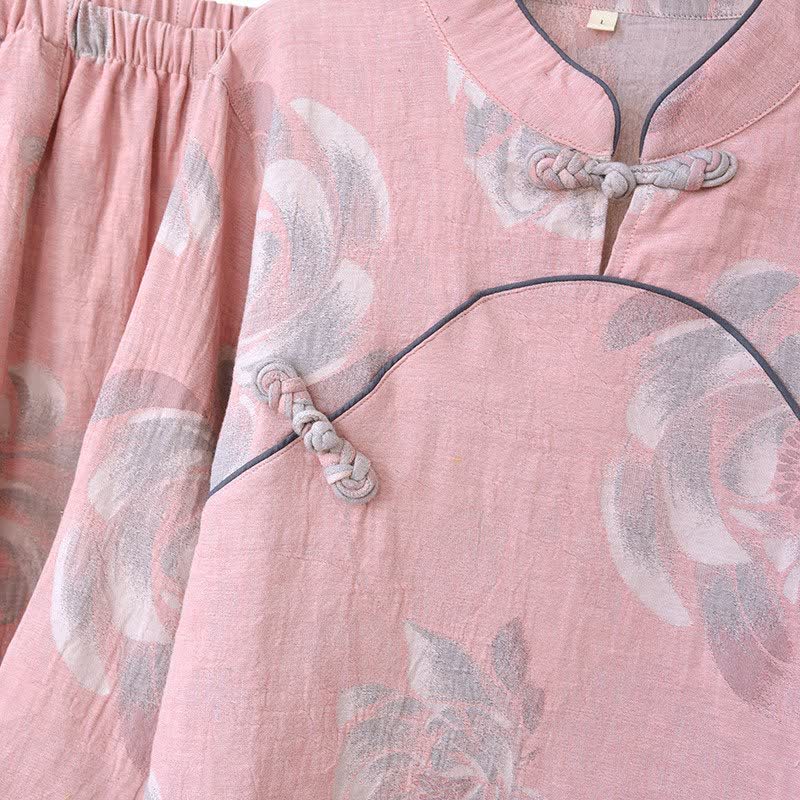 Ownkoti Peony Mandarin Collar Cotton Pajama Set - image 3