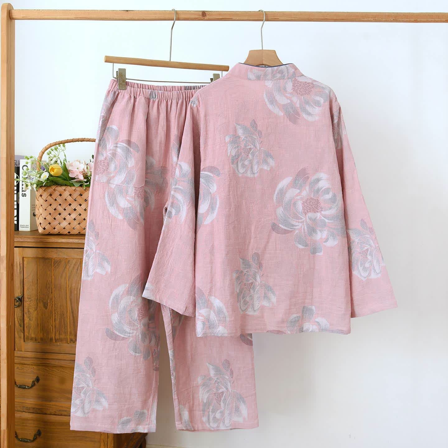 Ownkoti Peony Mandarin Collar Cotton Pajama Set - image 1
