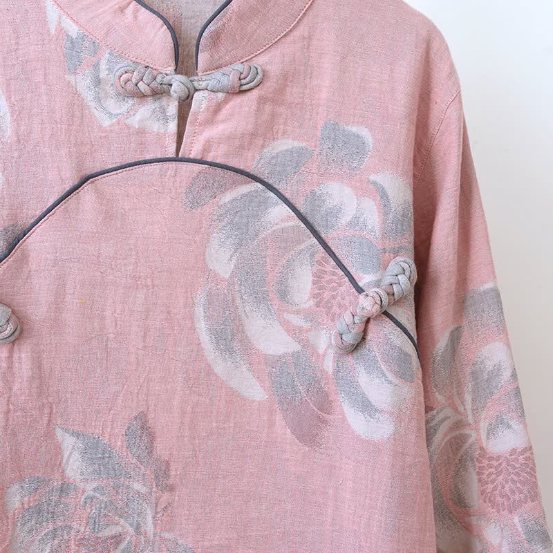 Ownkoti Peony Mandarin Collar Cotton Pajama Set - image 4