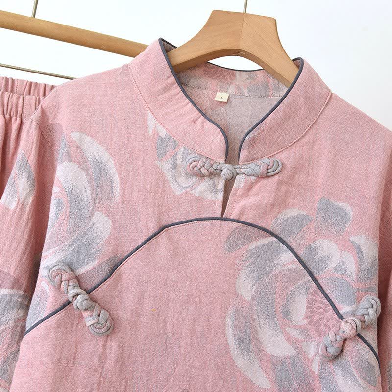 Ownkoti Peony Mandarin Collar Cotton Pajama Set - image 2