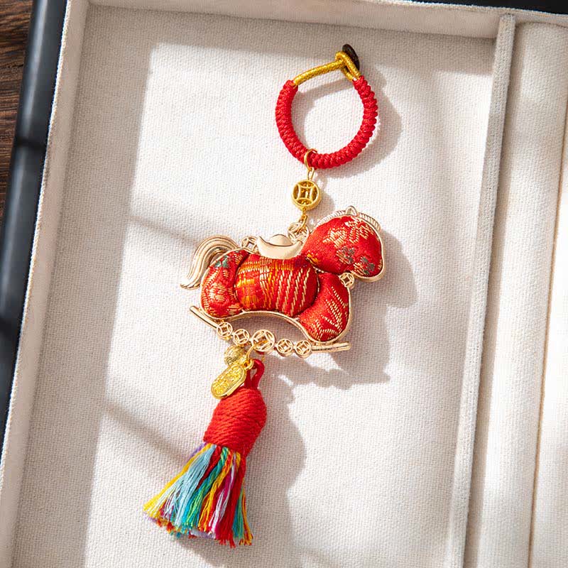 Ownkoti Handmade Oriental Horse Decorative Hanging Ornament - Red - 2PCS - 1.97"W x 5.79"L - image 3