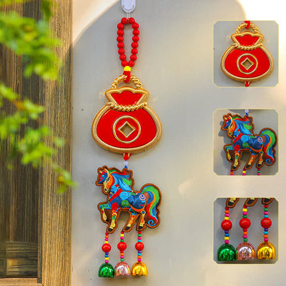 Ownkoti Auspicious Festive Horse Hanging Ornament - Coffee - Money Bag - 4.72"W x 16.53"L - image 5