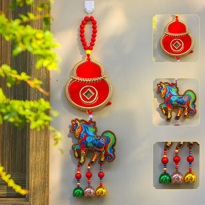 Ownkoti Auspicious Festive Horse Hanging Ornament - Coffee - Gourd - 4.72"W x 16.53"L - image 6