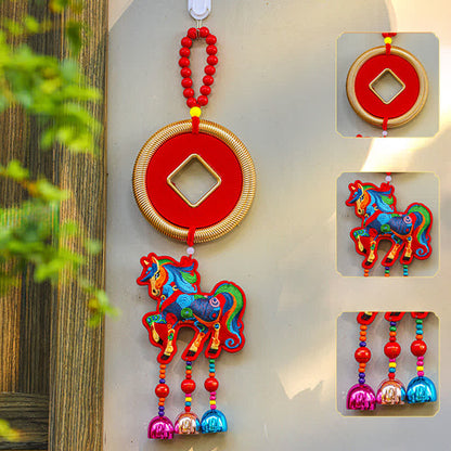 Ownkoti Auspicious Festive Horse Hanging Ornament - Red - Copper Coin - 4.72"W x 16.53"L - image 4