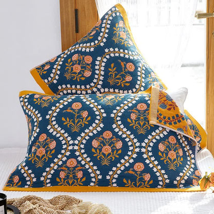 Ownkoti Bluebell Flower Cotton Breathable Pillow Towel (2PCS) - Blue - 52cm x 75cm - image 2