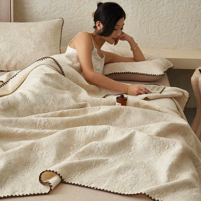 Ownkoti Textured Floral Cotton Linen Quilt - image 2