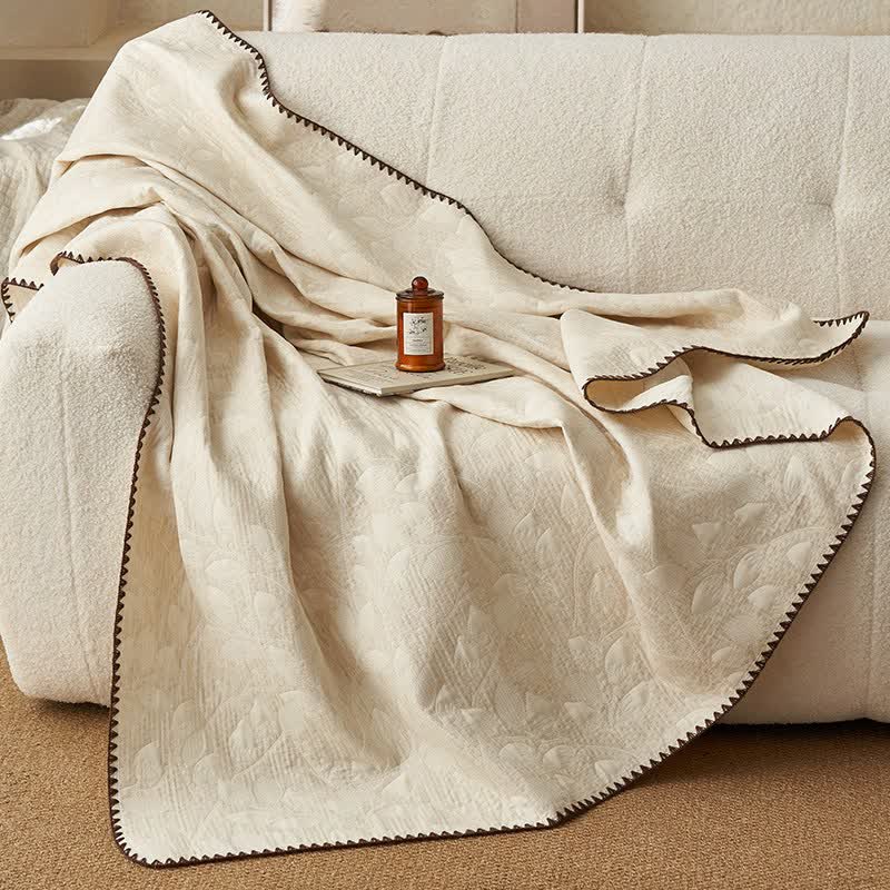Ownkoti Textured Leaf Cotton Linen Quilt - image 1