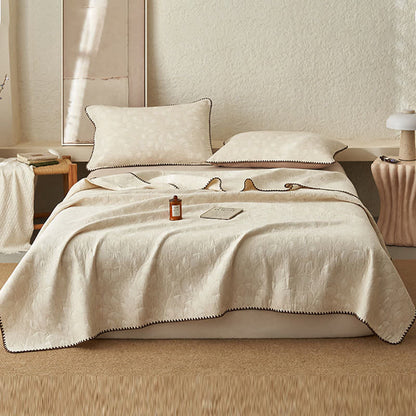 Ownkoti Textured Leaf Cotton Linen Quilt - Quilt - King - image 0