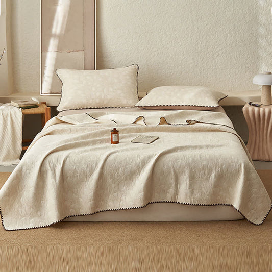 Ownkoti Textured Leaf Cotton Linen Quilt - Quilt - King - image 0