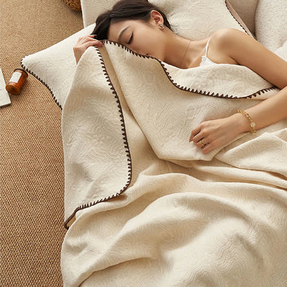 Ownkoti Textured Geometric Floral Cotton Linen Quilt - image 3