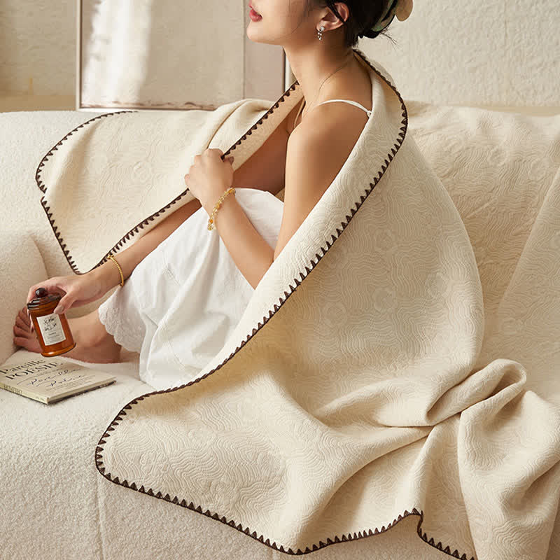 Ownkoti Textured Geometric Floral Cotton Linen Quilt - image 10