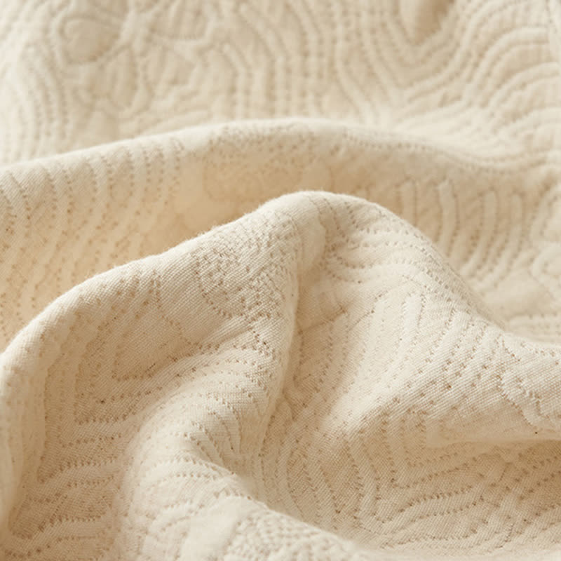 Ownkoti Textured Geometric Floral Cotton Linen Quilt - image 13