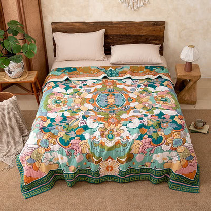 Ownkoti Retro Artistic Floral Cotton Gauze Blanket - image 3
