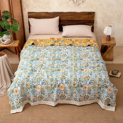 Ownkoti Geometric Pattern Plaid Cotton Gauze Blanket - image 4