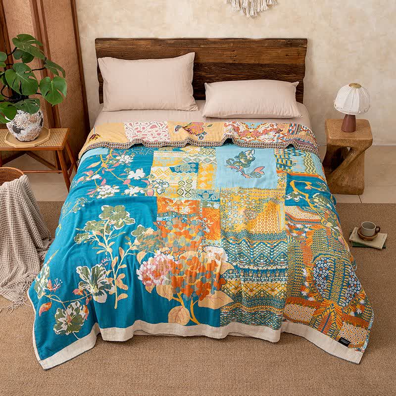 Ownkoti Artistic Floral Patchwork Cotton Gauze Blanket - image 4