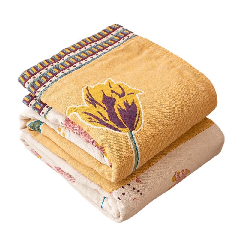 Ownkoti Artistic Floral Patchwork Cotton Gauze Blanket - image 6