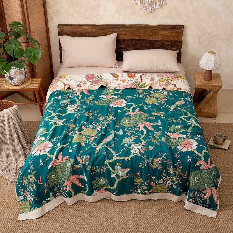 Ownkoti Country Floral Bird Cotton Gauze Blanket - image 4
