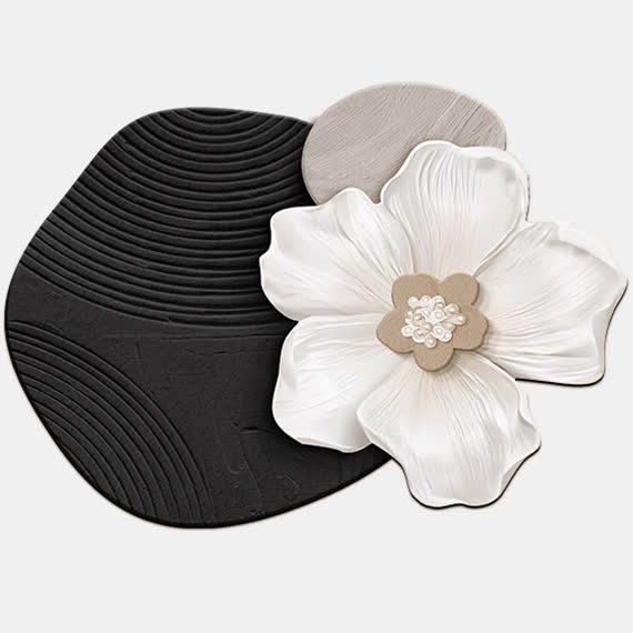 Ownkoti Floral Inspired Diatom Mud Bath Mat - Black - 31"x 47" - image 1