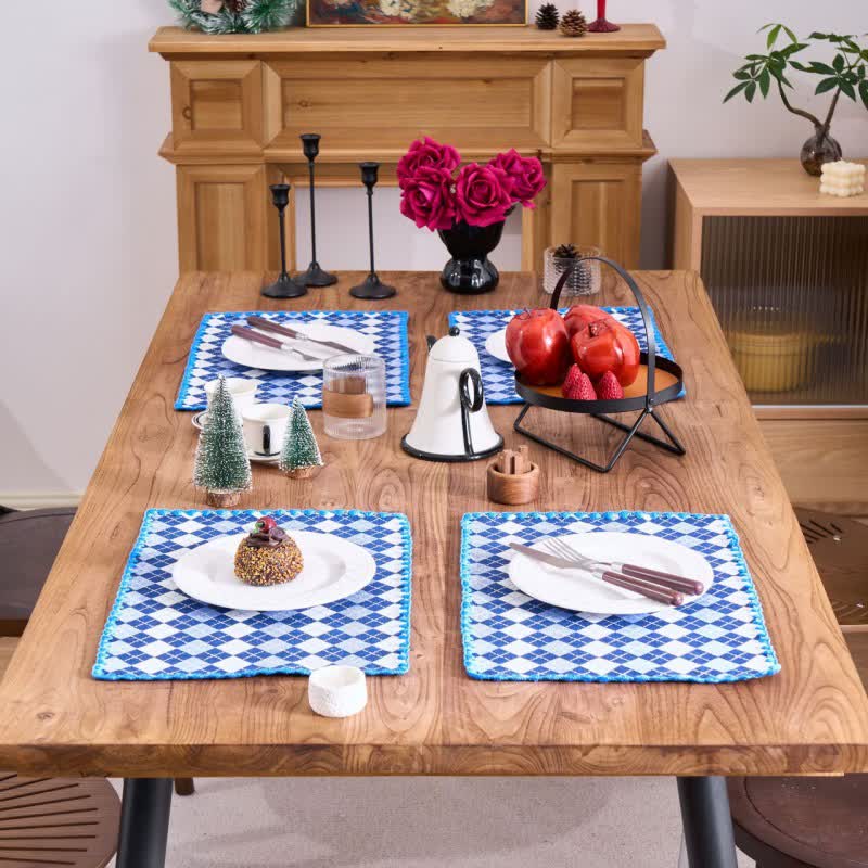 Ownkoti Diamond Check Jacquard Fabric Placemat(4PCS) - image 2