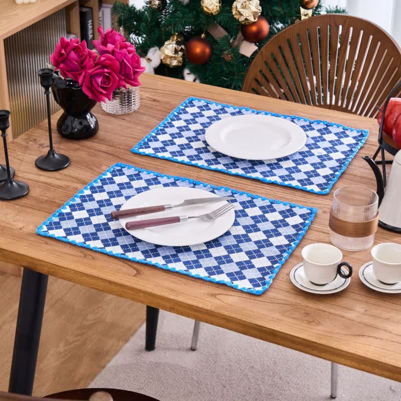 Ownkoti Diamond Check Jacquard Fabric Placemat(4PCS) - image 0