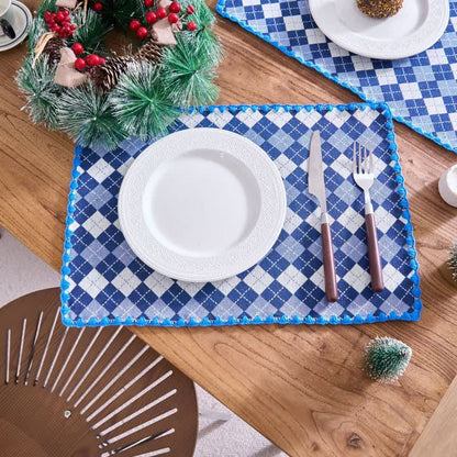 Ownkoti Diamond Check Jacquard Fabric Placemat(4PCS) - image 6