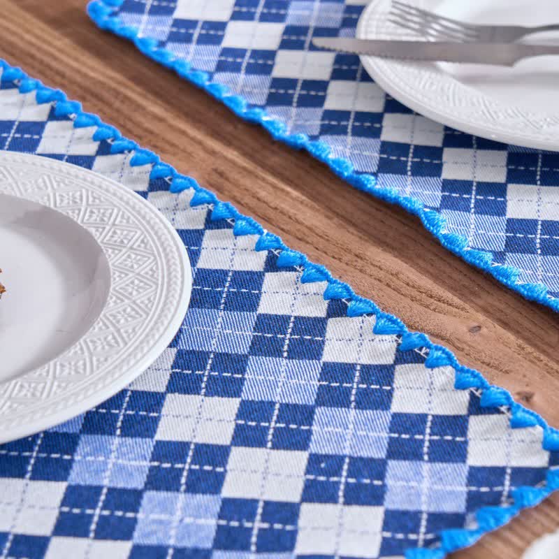 Ownkoti Diamond Check Jacquard Fabric Placemat(4PCS) - image 8
