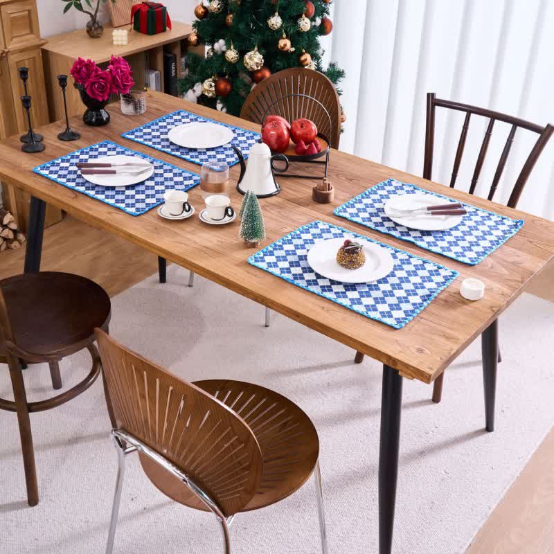 Ownkoti Diamond Check Jacquard Fabric Placemat(4PCS) - image 1