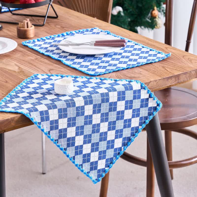 Ownkoti Diamond Check Jacquard Fabric Placemat(4PCS) - image 5