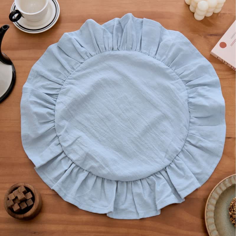 Ownkoti Minimalist Solid Color Ruffled Edge Placemat(4PCS) - Blue - 4PCS - 15" - image 15
