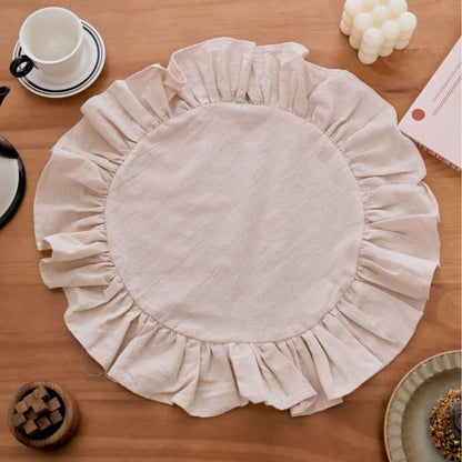Ownkoti Minimalist Solid Color Ruffled Edge Placemat(4PCS) - Beige - 4PCS - 15" - image 10