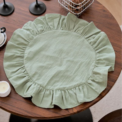 Ownkoti Minimalist Solid Color Ruffled Edge Placemat(4PCS) - Green - 4PCS - 15" - image 18