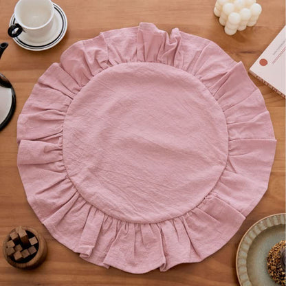 Ownkoti Minimalist Solid Color Ruffled Edge Placemat(4PCS) - Pink - 4PCS - 15" - image 4