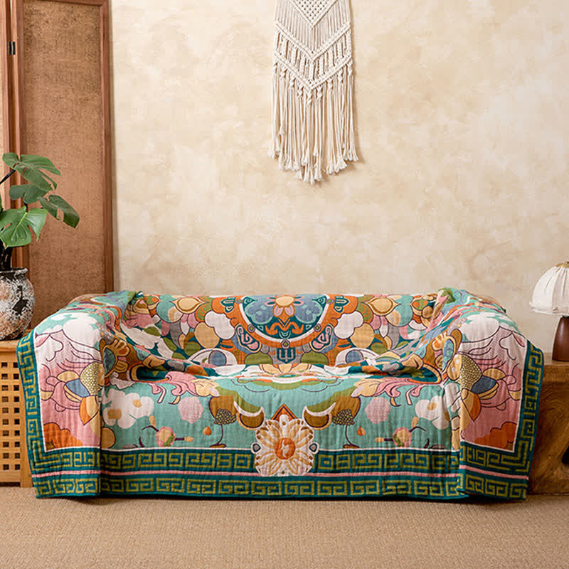 Ownkoti Retro Artistic Floral Cotton Gauze Blanket - image 1