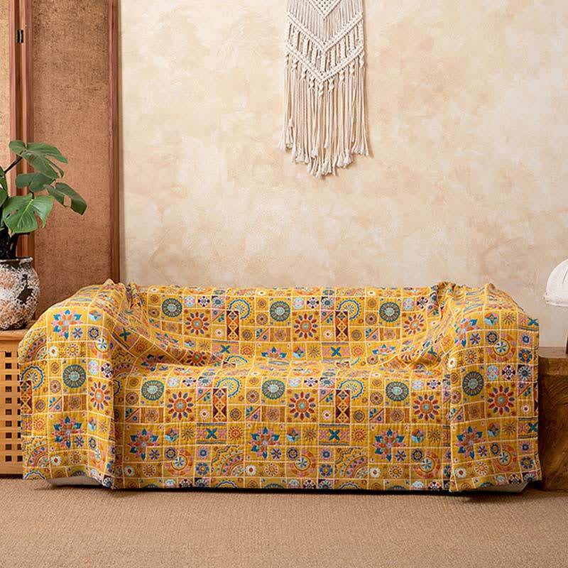 Ownkoti Geometric Pattern Plaid Cotton Gauze Blanket - image 1