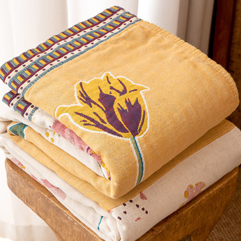 Ownkoti Artistic Floral Patchwork Cotton Gauze Blanket - image 2
