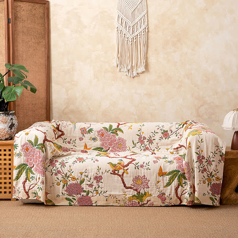 Ownkoti Country Floral Bird Cotton Gauze Blanket - image 1