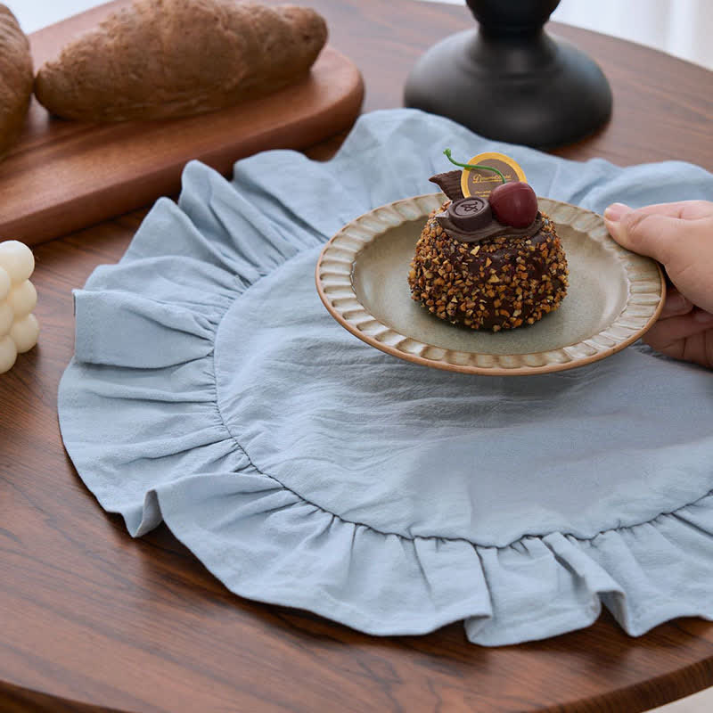 Ownkoti Minimalist Solid Color Ruffled Edge Placemat(4PCS) - image 14