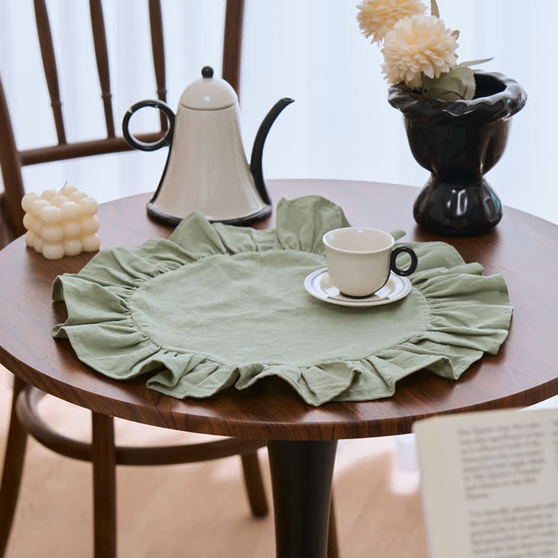 Ownkoti Minimalist Solid Color Ruffled Edge Placemat(4PCS) - image 19