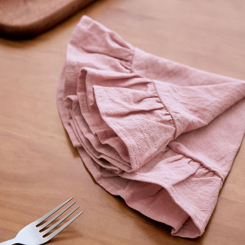 Ownkoti Minimalist Solid Color Ruffled Edge Placemat(4PCS) - image 8