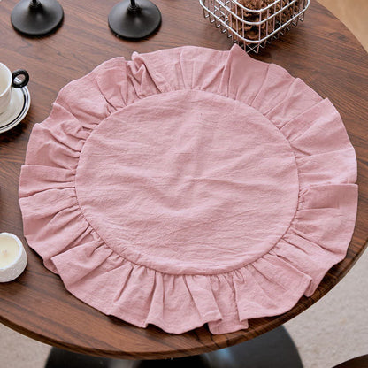 Ownkoti Minimalist Solid Color Ruffled Edge Placemat(4PCS) - image 5