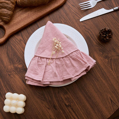 Ownkoti Minimalist Solid Color Ruffled Edge Placemat(4PCS) - image 7